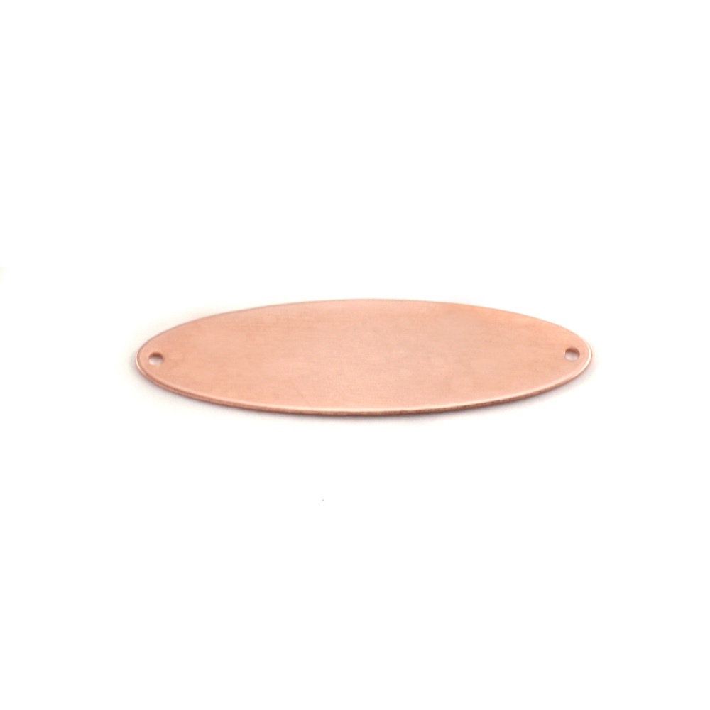 Metal Stamping Blanks Copper Oval with Holes, 32mm (1.25") x 9mm (.35"), 24g